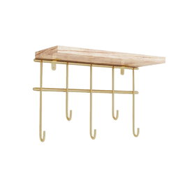 Hanah Home Estante de Pared de Madera Maciza Dorado y Marrón